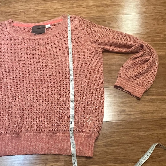 Anthropologie Guinevere Coral Pink Open Knit Hemp Blend Sweater Large - Picture 13 of 15